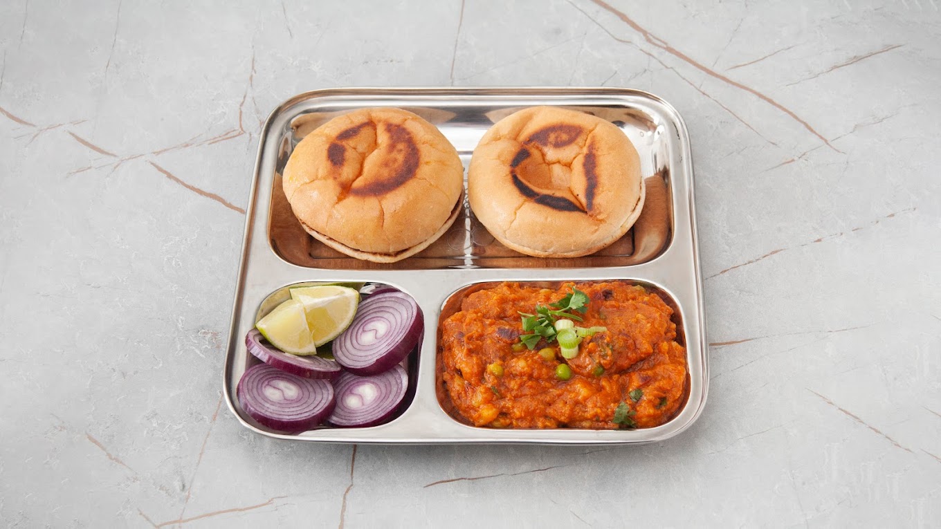 Homemade Vegetarian Pav Bhaji - Spicy Mixed Vegetable Curry with Bread